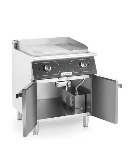 Grill elektryczny nastawny z szafką Perfecta (płyta 1/3 ryflowana + 2/3 gładka), szer. 700 mm | Grafen, GREG43C 2