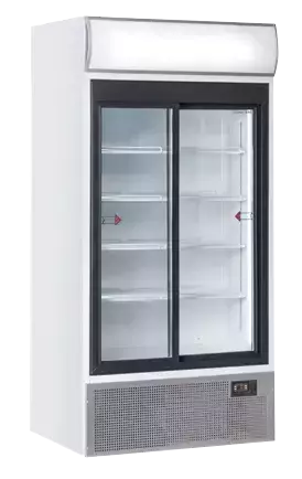 Witryna chłodnicza do napojów z panelem reklamowym, dwudrzwiowa przesuwna 800 l | CoolHead, TKG800S 1