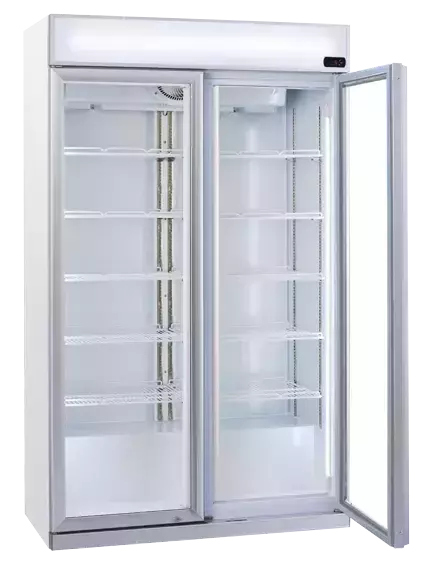 Witryna chłodnicza do napojów z panelem reklamowym, dwudrzwiowa 1050 l | CoolHead, DC1050C 1