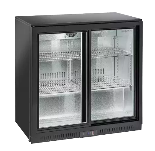Lodówka minibar czarna, dwudrzwiowa przesuwna 201 l (wys. 900 mm) | CoolHead, BBC208S 1