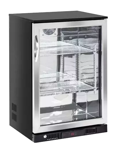 Lodówka minibar czarna z ramą ze stali nierdzewnej, jednodrzwiowa 138 l | CoolHead, BBA148 1