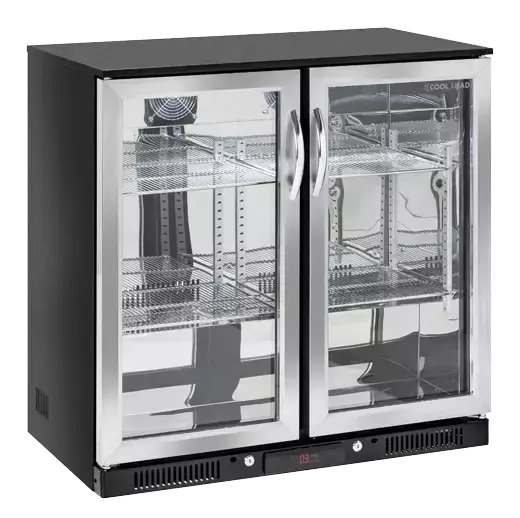 Lodówka minibar czarna z ramą ze stali nierdzewnej, dwudrzwiowa 228 l | CoolHead, BBA218 1