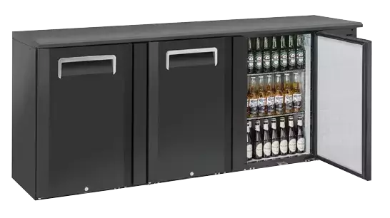 Lodówka minibar czarna z pełnymi drzwiami, trzydrzwiowa 500 l | CoolHead, QB300 1