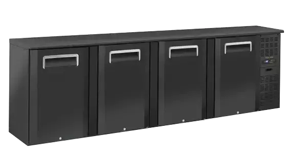 Lodówka minibar czarna z pełnymi drzwiami, czterodrzwiowa 618 l | CoolHead, QB400 1