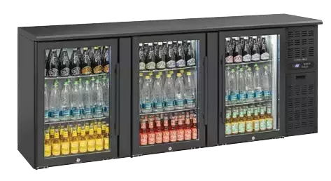 Lodówka minibar czarna, trzydrzwiowa 500 l | CoolHead, QBG300 1
