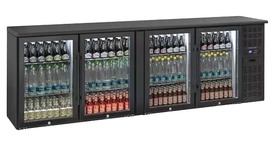 Lodówka minibar czarna, czterodrzwiowa 618 l | CoolHead, QBG400 1