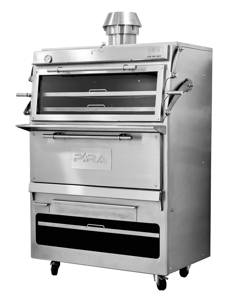 Dwukomorowy piec grillowy węglowy SILVER 120D ze szklanymi drzwiami, 1430x795 mm | Pira, 120.109 1