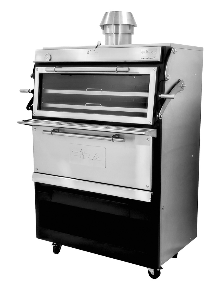 Dwukomorowy piec grillowy węglowy LUX 120D ze szklanymi drzwiami, 1430x795 mm | Pira, 120.108 1