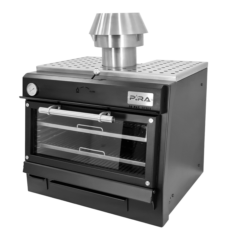 Piec grillowy węglowy BLACK 80 AB ze szklanymi drzwiami, 800x615 mm | Pira, 490.101 1