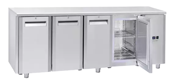 Stół mroźniczy z zew. agregatem 700mm, bez blatu,  4 drzwiowy GN1/1 inox 2094x700x810 | Coolhead, QN4000SG 1