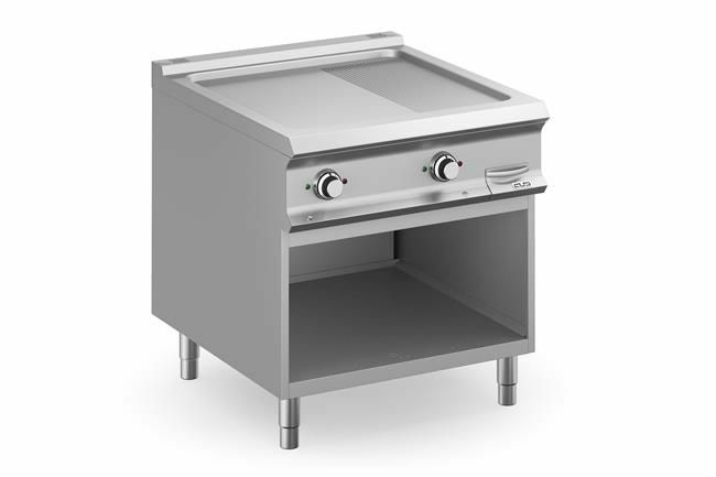 Płyta grillowa elektryczna 2/3 gładka 1/3 ryflowana podwójna na podstawie z 3 stron zamkniętej linia Domina Pro 900 | MBM, FTBE98ALR 1