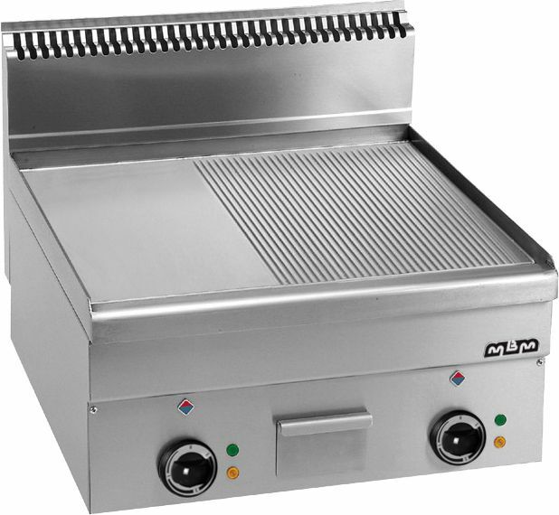 Płyta grillowa elektryczna, stołowa  600x600 - 1/2 gładka, 1/2 ryflowana, Minima 600 | MBM, EFT66LR 1