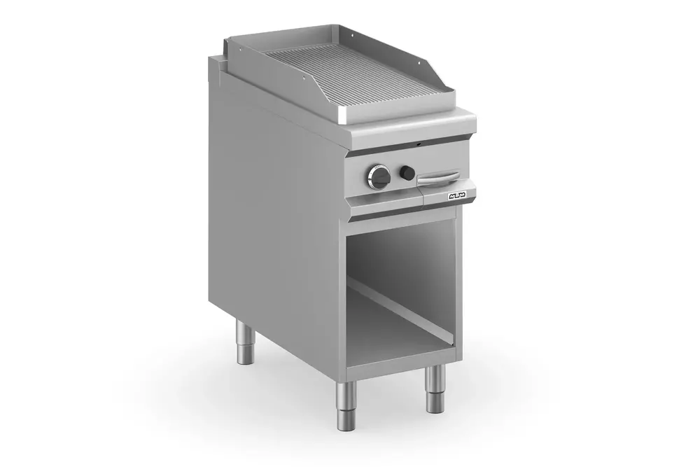 Płyta grillowa gazowa, na podstawie z trzech stron zamkniętej  400x900 - ryflowana, Magistra Plus 900 | MBM, MFTG94AR 1