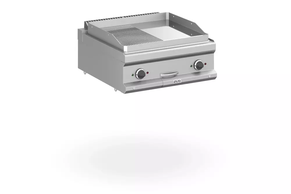 Płyta grillowa elektryczna, stołowa  700x700 - 1/2 gładka, 1/2 ryflowana, chromowana  Magistra Plus 700 | Grafen, GRMFTE77TLRC 1