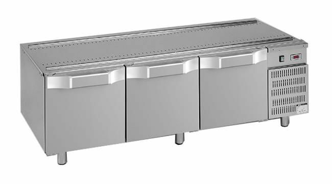 Podstawa chłodnicza pod urządzenia stołowe, linia Domina 700, 1600x700x600 mm, 3 szuflady | Grafen, GRBR773C 1