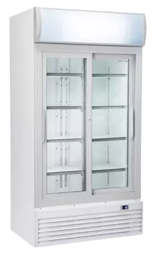 Witryna chłodnicza do napojów z panelem reklamowym, dwudrzwiowa przesuwna 800 l | CoolHead, DC800S 1