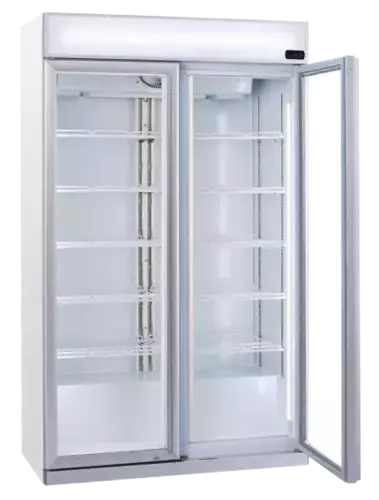 Witryna chłodnicza do napojów z panelem reklamowym, dwudrzwiowa 1050 l | CoolHead, DC1050C 1