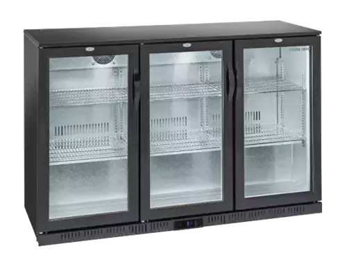 Lodówka minibar czarna, trzydrzwiowa 320 l (wys. 900 mm) | CoolHead, BBC330H 1