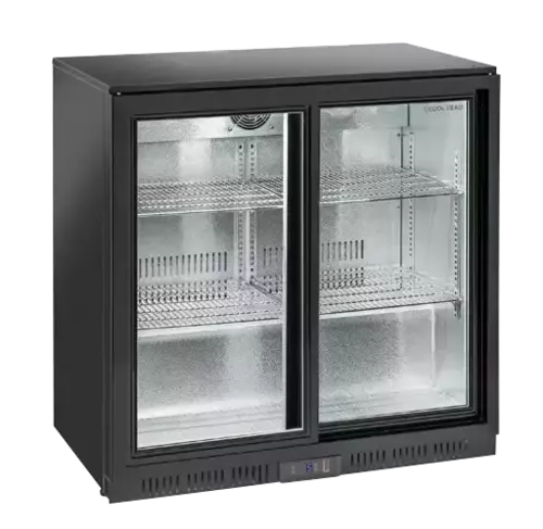 Lodówka minibar czarna, dwudrzwiowa przesuwna 201 l (wys. 900 mm) | CoolHead, BBC208S 1