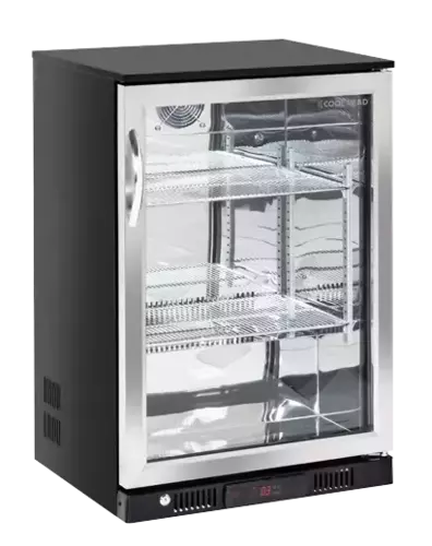 Lodówka minibar czarna z ramą ze stali nierdzewnej, jednodrzwiowa 138 l | CoolHead, BBA148 1