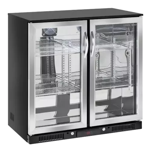 Lodówka minibar czarna z ramą ze stali nierdzewnej, dwudrzwiowa 228 l | CoolHead, BBA218 1