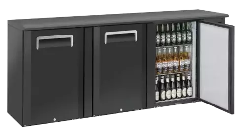Lodówka minibar czarna z pełnymi drzwiami, trzydrzwiowa 500 l | CoolHead, QB300 1