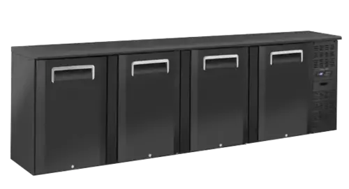 Lodówka minibar czarna z pełnymi drzwiami, czterodrzwiowa 618 l | CoolHead, QB400 1