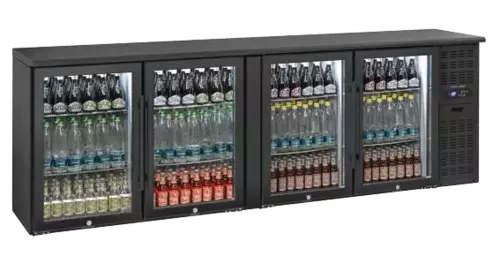 Lodówka minibar czarna, czterodrzwiowa 618 l | CoolHead, QBG400 1