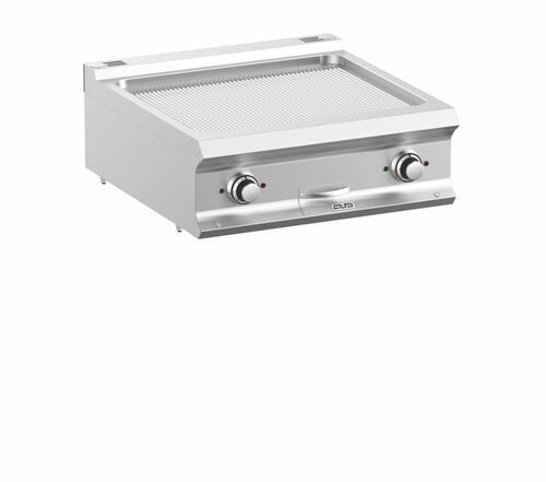 Płyta grillowa elektryczna chromowana podwójna nastawna ryflowana, linia DominaPro 700 | Grafen, GRFTBE77TRC 1